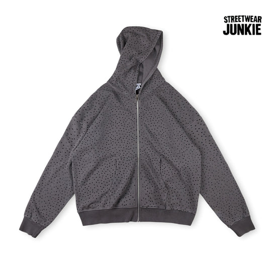 Rhinestone Zip-Up Hoodie