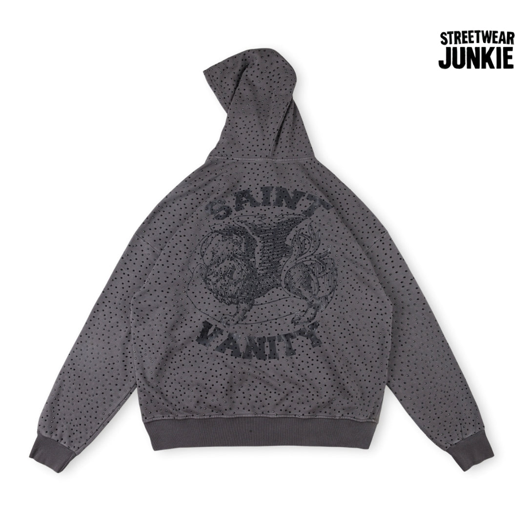 Rhinestone Zip-Up Hoodie