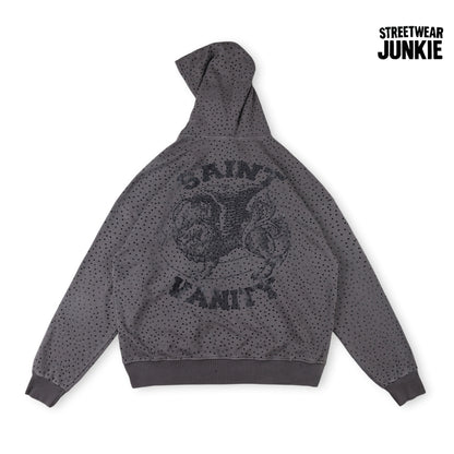 Rhinestone Zip-Up Hoodie