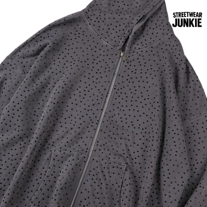 Rhinestone Zip-Up Hoodie